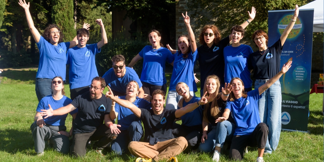 foto del team di contesto prima dell'inizio delle attività ricreative nel parco del castello dell'acciaiolo a scandicci
